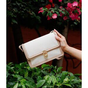 Jules Kae Anthropologie Mia Cream Ivory Vegan Leather Crossbody Satchel Bag